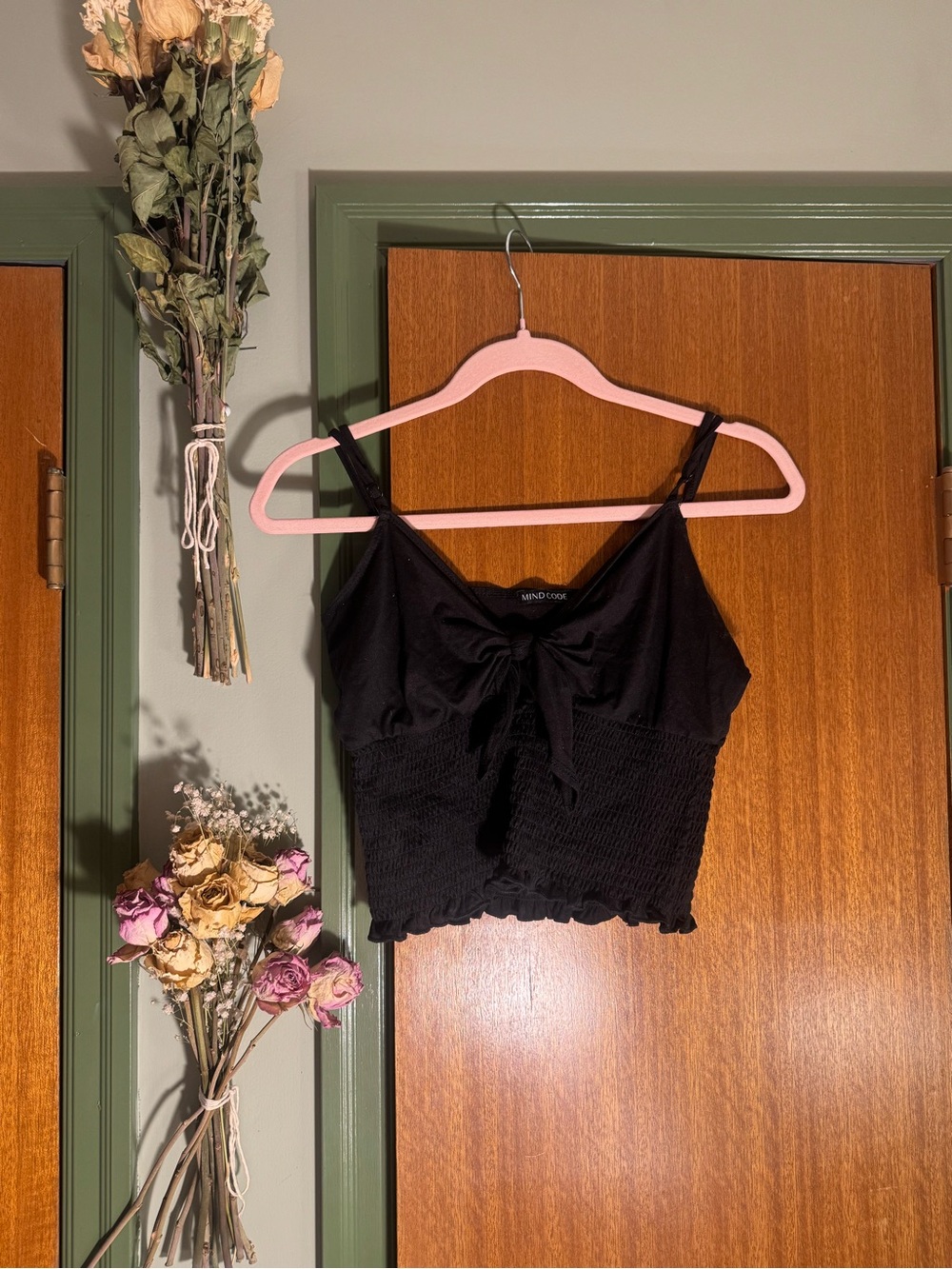 FashionNova MindCode Cropped Tie Deep V Tank With Keyhole